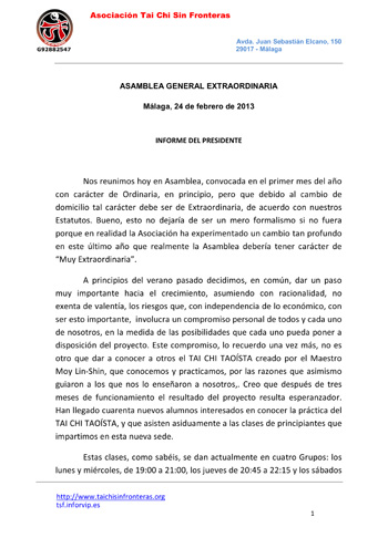 Carta del Presidente